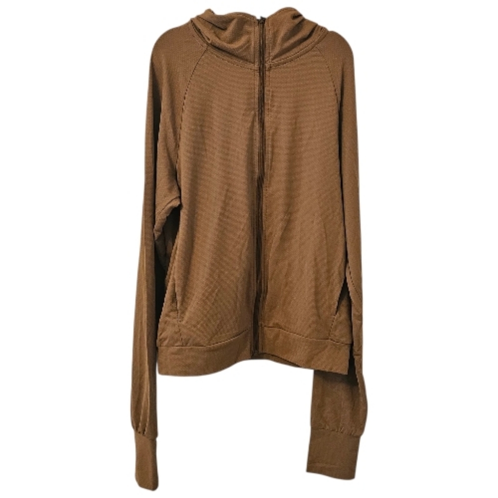 Brown Uniqlo Women's AIRism Mesh UV Protection Full Zip Hoodie